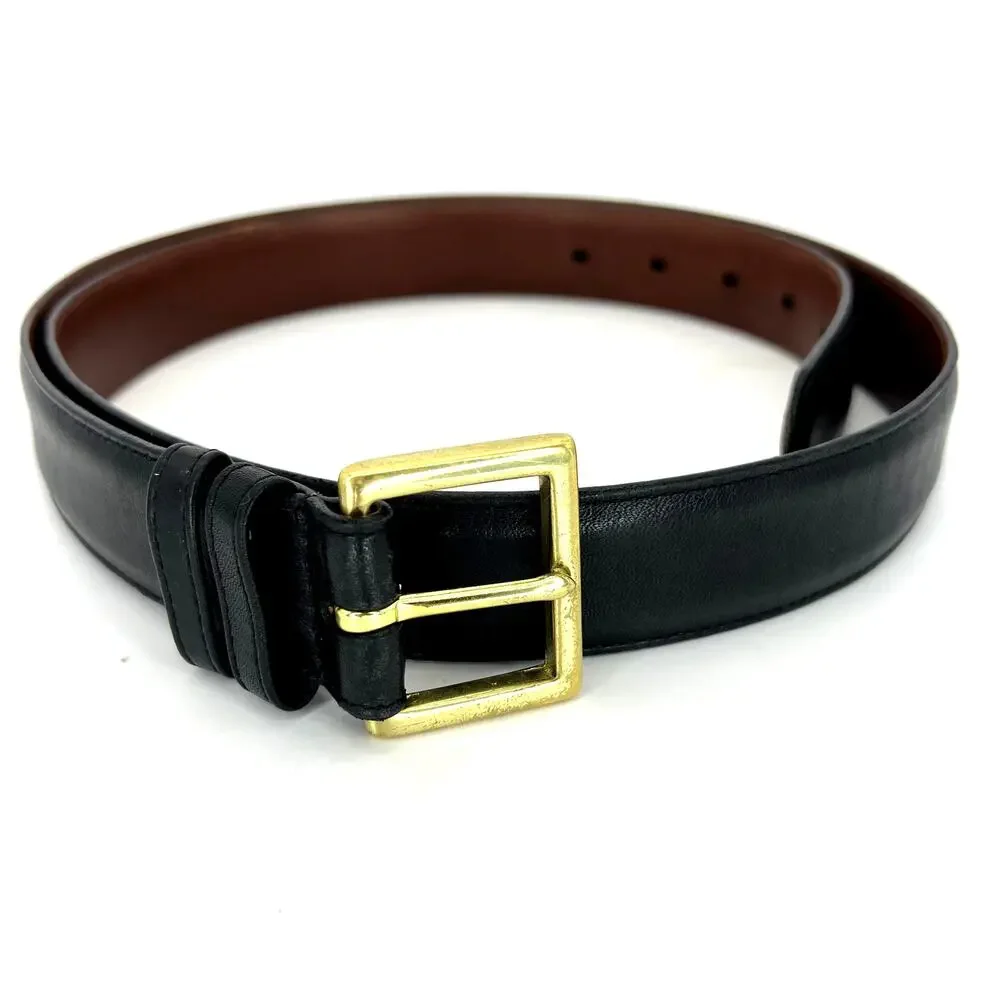 Coach 7600 Genuine Leather Belt Brass Gold Buckle Black Women's 40